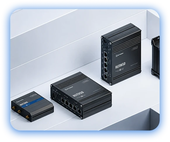 Three enterprise broadband routers on a networking platform